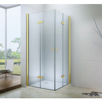 Mexen Lima Duo skladací sprchovací kút 70 x 70 cm, transparentný, zlatá - 856-070-070-50-00-02