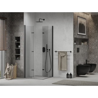 Mexen Lima Duo skladací sprchovací kút 90 x 90 cm, transparentný, čierna - 856-090-090-50-00-02