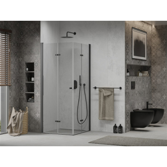 Mexen Lima Duo skladací sprchovací kút 90 x 90 cm, transparentný, čierna - 856-090-090-50-00-02