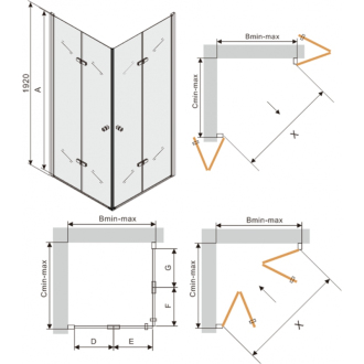 Mexen Lima Duo skladací sprchovací kút 90 x 90 cm, transparentný, čierna - 856-090-090-50-00-02