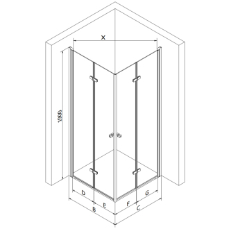 Mexen Lima Duo skladací sprchovací kút 90 x 90 cm, transparentný, čierna - 856-090-090-50-00-02