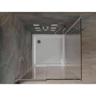 Mexen Omega výsuvná sprchová kabína 100 x 100 cm, transparentná, chróm + plochá sprchová vanička - 825-100-100-01-00-4010