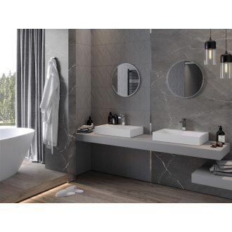 Okrúhle kúpeľňové zrkadlo Mexen Loft 30 cm, nerezový rám - 9850-030-030-000-10