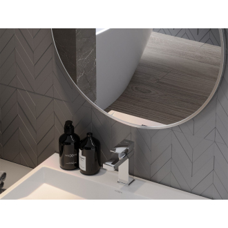 Okrúhle kúpeľňové zrkadlo Mexen Loft 30 cm, nerezový rám - 9850-030-030-000-10