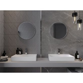 Okrúhle kúpeľňové zrkadlo Mexen Loft 50 cm, nerezový rám - 9850-050-050-000-10