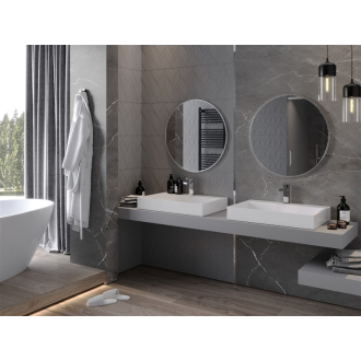 Okrúhle kúpeľňové zrkadlo Mexen Loft 70 cm, nerezový rám - 9850-070-070-000-10