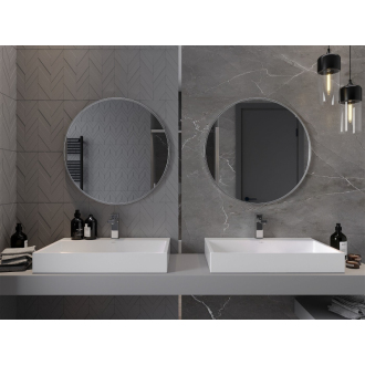 Okrúhle kúpeľňové zrkadlo Mexen Loft 70 cm, nerezový rám - 9850-070-070-000-10