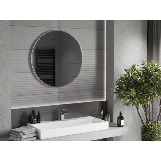Okrúhle kúpeľňové zrkadlo Mexen Loft 80 cm, nerezový rám - 9850-080-080-000-10