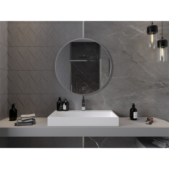Okrúhle kúpeľňové zrkadlo Mexen Loft 80 cm, nerezový rám - 9850-080-080-000-10