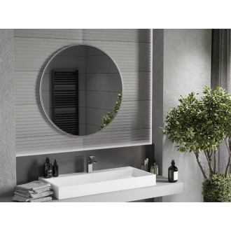 Okrúhle kúpeľňové zrkadlo Mexen Loft 90 cm, nerezový rám - 9850-090-090-000-10