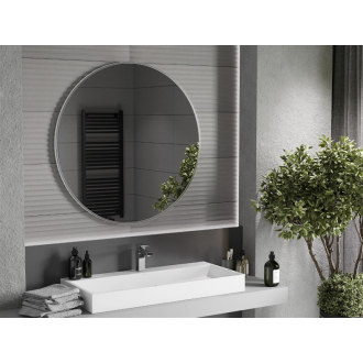 Okrúhle kúpeľňové zrkadlo Mexen Loft 100 cm, nerezový rám - 9850-100-100-000-10