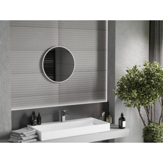 Mexen Loft okrúhle kúpeľňové zrkadlo 30 cm, biely rám - 9850-030-030-000-20