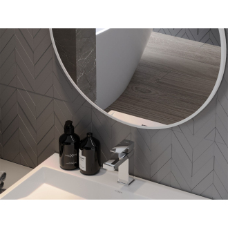 Mexen Loft okrúhle kúpeľňové zrkadlo 30 cm, biely rám - 9850-030-030-000-20