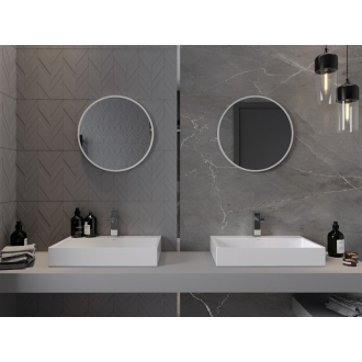 Mexen Loft okrúhle kúpeľňové zrkadlo 50 cm, biely rám - 9850-050-050-000-20