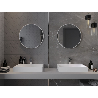 Mexen Loft okrúhle kúpeľňové zrkadlo 60 cm, biely rám - 9850-060-060-000-20