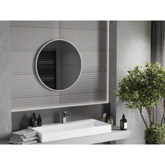 Mexen Loft okrúhle kúpeľňové zrkadlo 70 cm, biely rám - 9850-070-070-000-20