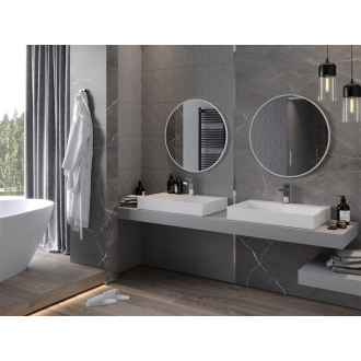 Mexen Loft okrúhle kúpeľňové zrkadlo 70 cm, biely rám - 9850-070-070-000-20