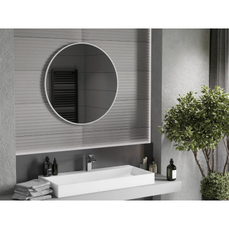 Mexen Loft okrúhle kúpeľňové zrkadlo 80 cm, biely rám - 9850-080-080-000-20