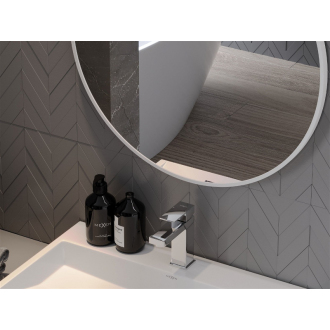 Mexen Loft okrúhle kúpeľňové zrkadlo 80 cm, biely rám - 9850-080-080-000-20