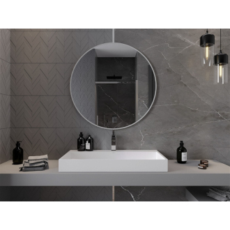 Mexen Loft okrúhle kúpeľňové zrkadlo 90 cm, biely rám - 9850-090-090-000-20