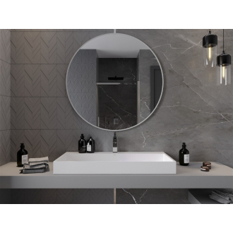 Mexen Loft okrúhle kúpeľňové zrkadlo 100 cm, biely rám - 9850-100-100-000-20