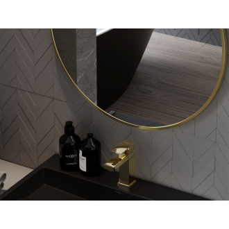 Mexen Loft okrúhle kúpeľňové zrkadlo 30 cm, zlatý rám - 9850-030-030-000-50