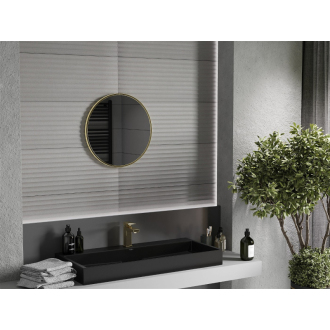 Okrúhle kúpeľňové zrkadlo Mexen Loft 45 cm, zlatý rám - 9850-045-045-000-50