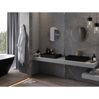Okrúhle kúpeľňové zrkadlo Mexen Loft 45 cm, zlatý rám - 9850-045-045-000-50