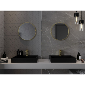 Okrúhle kúpeľňové zrkadlo Mexen Loft 45 cm, zlatý rám - 9850-045-045-000-50