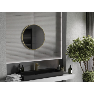 Okrúhle kúpeľňové zrkadlo Mexen Loft 65 cm, zlatý rám - 9850-065-065-000-50