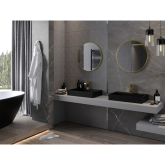 Okrúhle kúpeľňové zrkadlo Mexen Loft 65 cm, zlatý rám - 9850-065-065-000-50