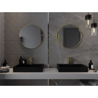Okrúhle kúpeľňové zrkadlo Mexen Loft 65 cm, zlatý rám - 9850-065-065-000-50
