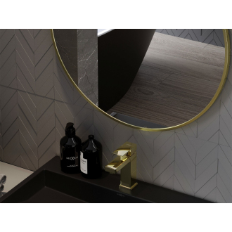 Okrúhle kúpeľňové zrkadlo Mexen Loft 65 cm, zlatý rám - 9850-065-065-000-50