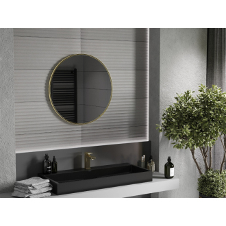 Okrúhle kúpeľňové zrkadlo Mexen Loft 75 cm, zlatý rám - 9850-075-075-000-50