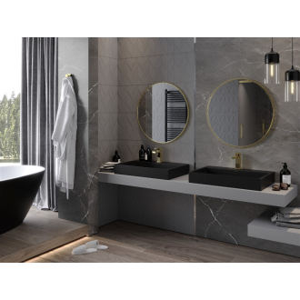 Okrúhle kúpeľňové zrkadlo Mexen Loft 75 cm, zlatý rám - 9850-075-075-000-50