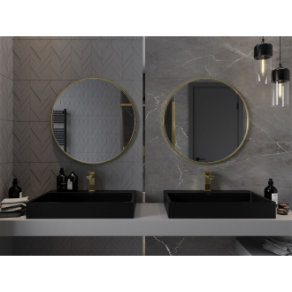 Okrúhle kúpeľňové zrkadlo Mexen Loft 75 cm, zlatý rám - 9850-075-075-000-50