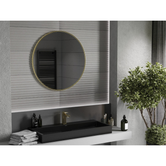 Okrúhle kúpeľňové zrkadlo Mexen Loft 85 cm, zlatý rám - 9850-085-085-000-50
