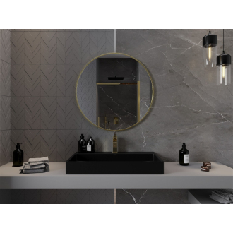 Okrúhle kúpeľňové zrkadlo Mexen Loft 85 cm, zlatý rám - 9850-085-085-000-50