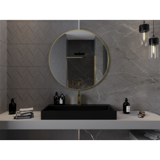 Okrúhle kúpeľňové zrkadlo Mexen Loft 90 cm, zlatý rám - 9850-090-090-000-50