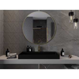Mexen Loft okrúhle kúpeľňové zrkadlo 100 cm, zlatý rám - 9850-100-100-000-50