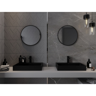 Mexen Loft okrúhle kúpeľňové zrkadlo 40 cm, čierny rám - 9850-040-040-000-70