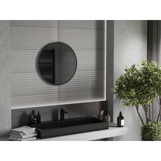 Mexen Loft okrúhle kúpeľňové zrkadlo 60 cm, čierny rám - 9850-060-060-000-70