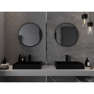 Mexen Loft okrúhle kúpeľňové zrkadlo 60 cm, čierny rám - 9850-060-060-000-70
