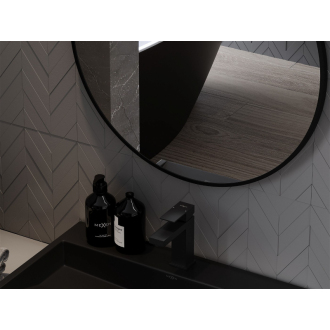 Mexen Loft okrúhle kúpeľňové zrkadlo 60 cm, čierny rám - 9850-060-060-000-70