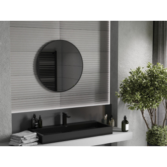 Okrúhle kúpeľňové zrkadlo Mexen Loft 75 cm, čierny rám - 9850-075-075-000-70