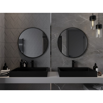 Okrúhle kúpeľňové zrkadlo Mexen Loft 75 cm, čierny rám - 9850-075-075-000-70