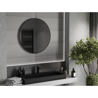 Mexen Loft okrúhle kúpeľňové zrkadlo 80 cm, čierny rám - 9850-080-080-000-70