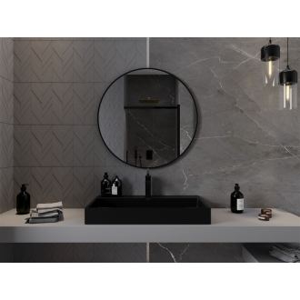 Okrúhle kúpeľňové zrkadlo Mexen Loft 85 cm, čierny rám - 9850-085-085-000-70