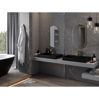 Mexen Loft oválne kúpeľňové zrkadlo 75 x 40 cm, zlatý rám - 9851-075-040-000-50
