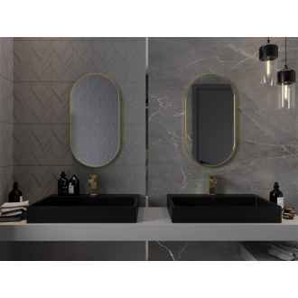 Mexen Loft oválne kúpeľňové zrkadlo 75 x 40 cm, zlatý rám - 9851-075-040-000-50
